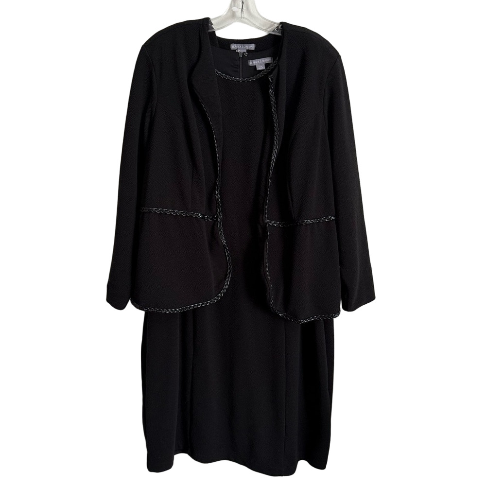 Jessica London Two Piece Black Dress Suit and Matching Blazer Women's 22w 3X